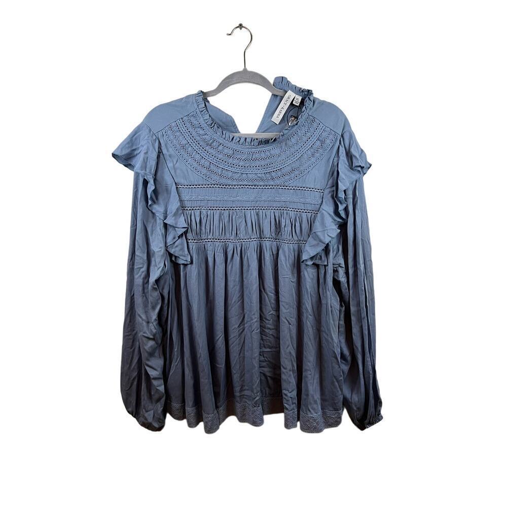 Grace and Karma Blue Ruffled Blouse - Size XL - Excellent!